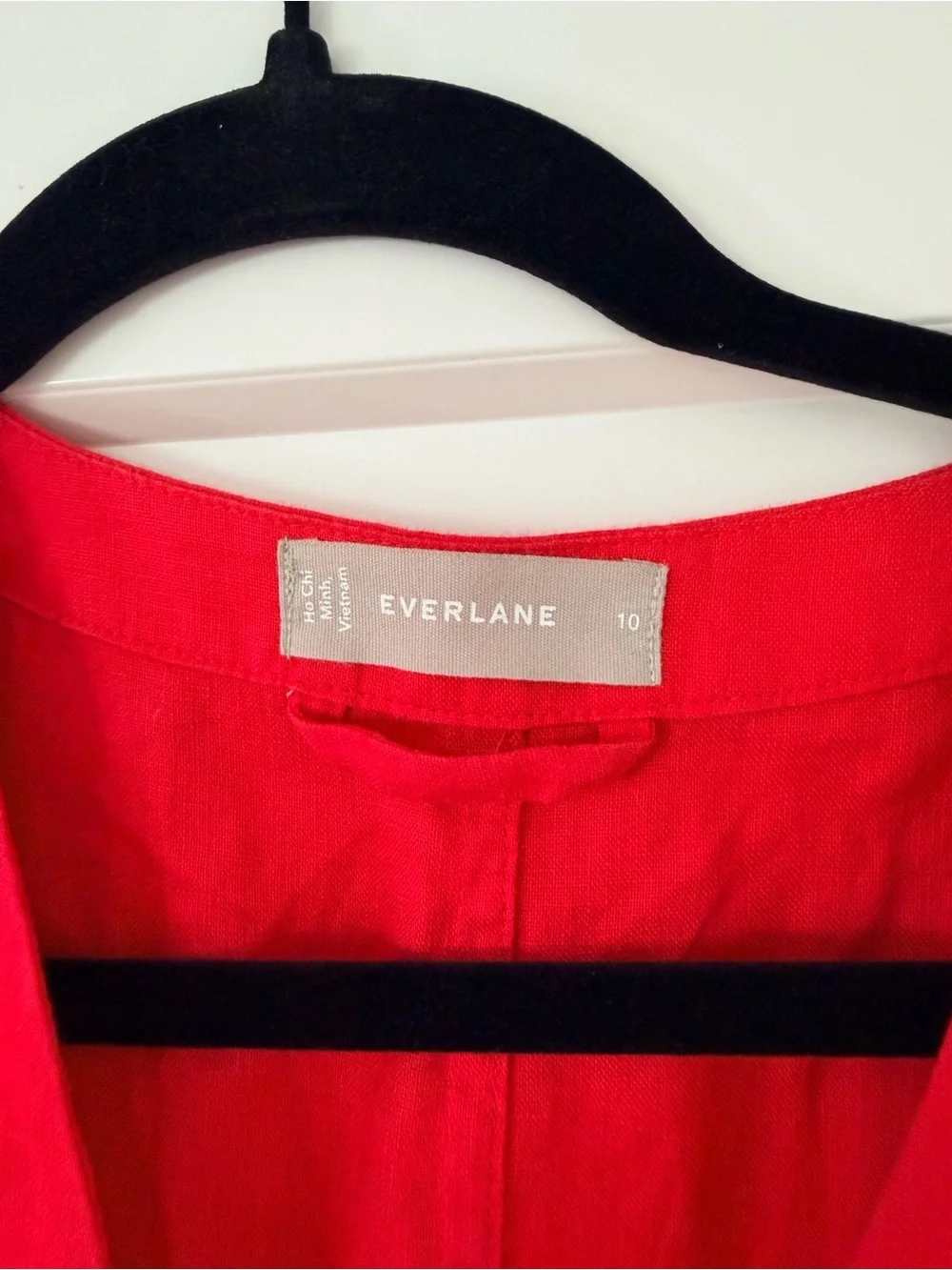Everlane Red Short-Sleeve Belted Jumpsuit